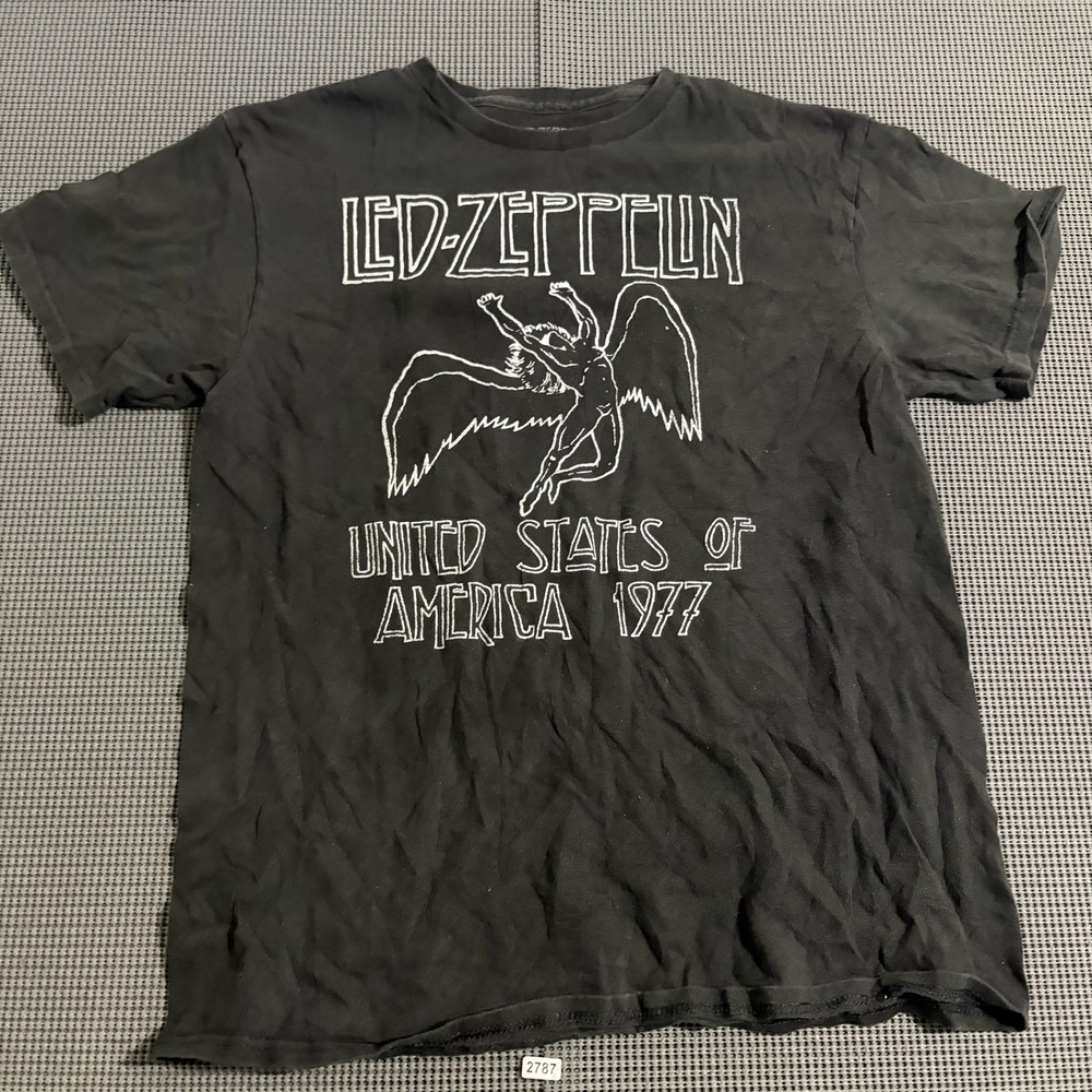 Led Zeppelin USA 1977 Graphic T-Shirt Black Size M